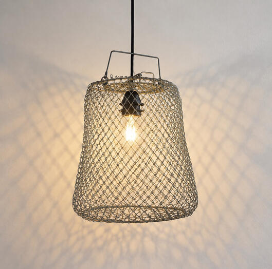 Up-cycled Fish Basket Light Up-cycled Fish Basket Light