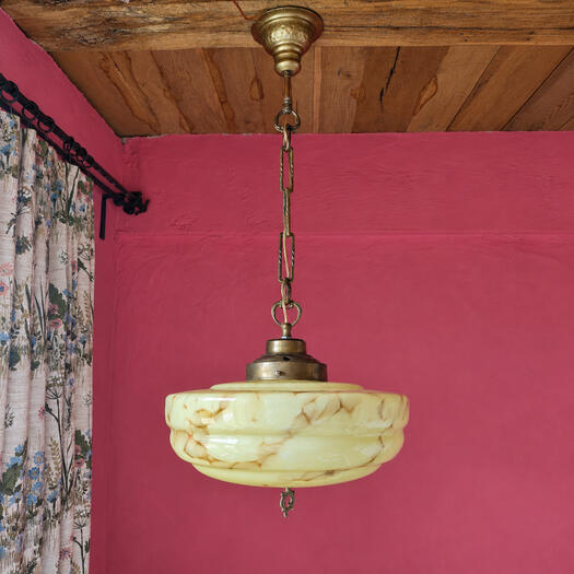 Art Deco Marbled Alabaster Vintage Flakestone Glass Pendant Light Art Deco Marbled Alabaster Vintage Flakestone Glass Pendant Light
