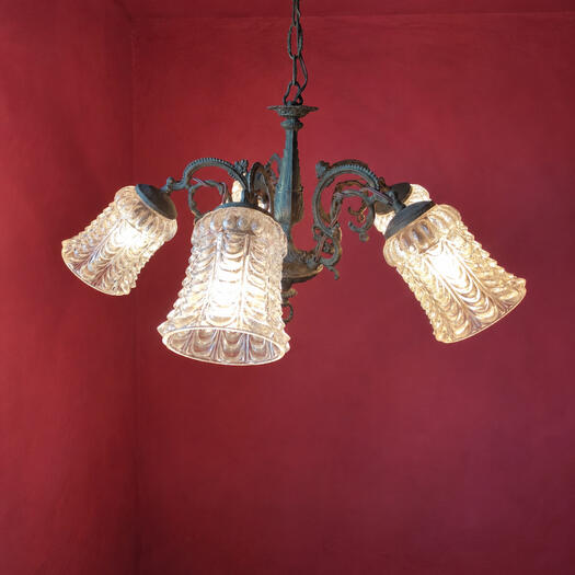 Art Nouveau Style 5 Arm Vintage Chandelier Art Nouveau Style 5 Arm Vintage Chandelier